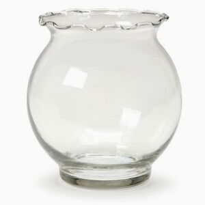 Ruffled‎ Rim Clear Glass Bubble Ball Vase